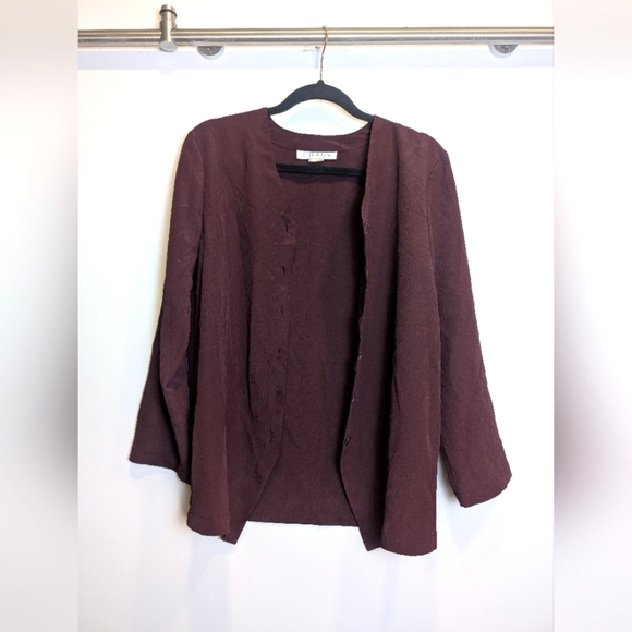 Chaus Vintage Burgundy Plum Purple Button Down Blouse Careerwear 80s 90s Size 8 - Picture 2 of 7